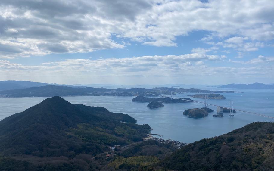 The Seto Inland Sea view; there are bridges over islands
